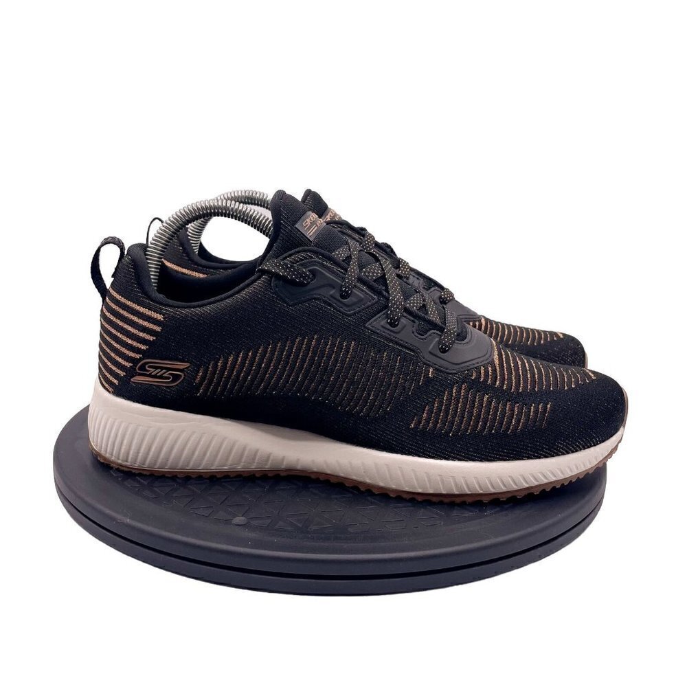 Skechers Womens BOBS Sneakers Shoes Squad Ring Master Black/Gold Sz 9.5